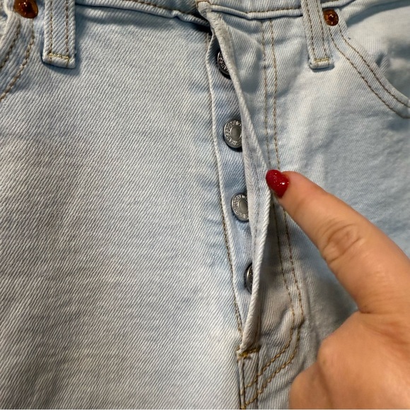 Levi's Ribcage Straight Ankle Jean Light Wash Distress High Waist Button Fly 26 - Picture 5 of 9